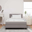 Box spring seng med LED-lysstrimler Gråbrun 120 x 200 cm Stof