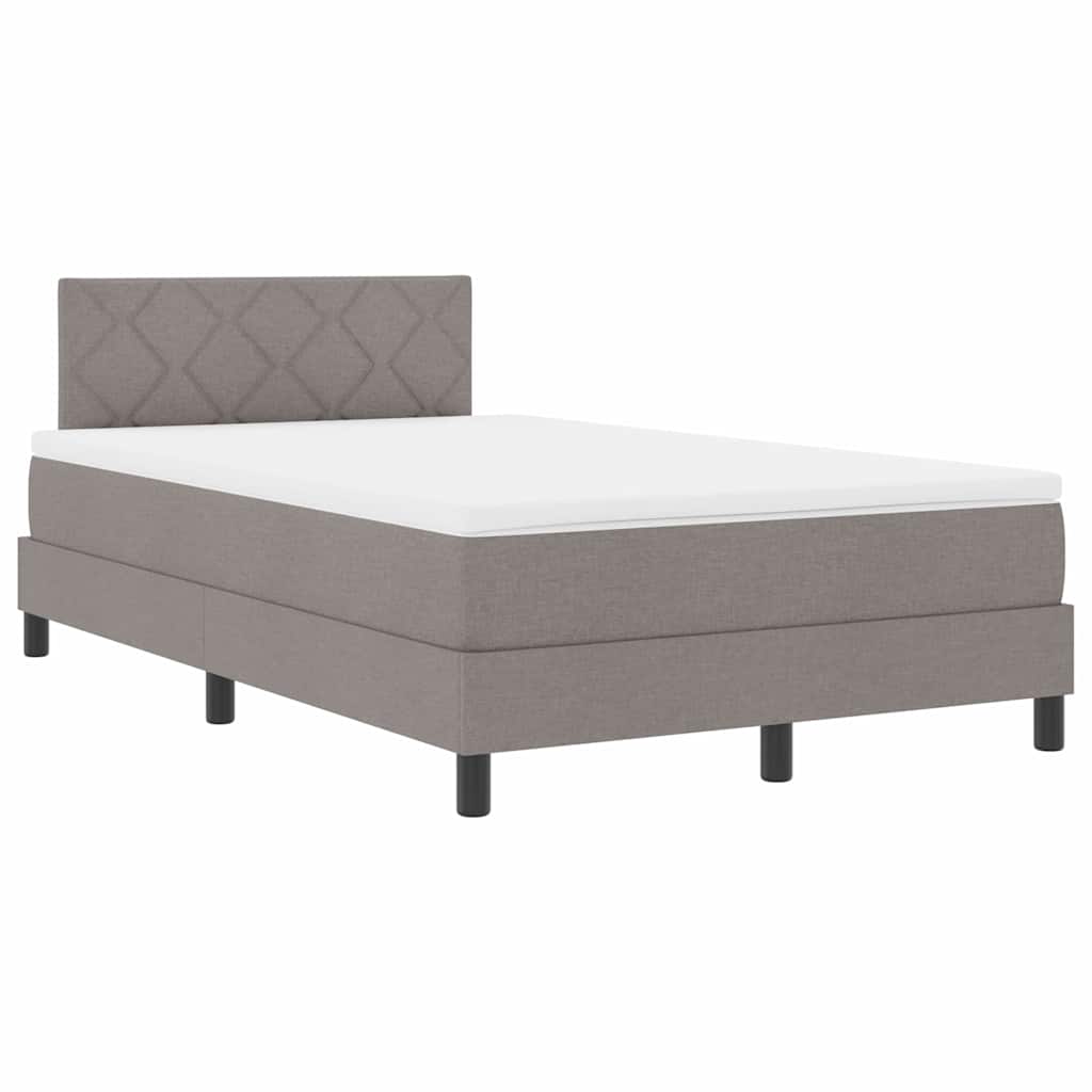Box spring seng med LED-lysstrimler Gråbrun 120 x 200 cm Stof