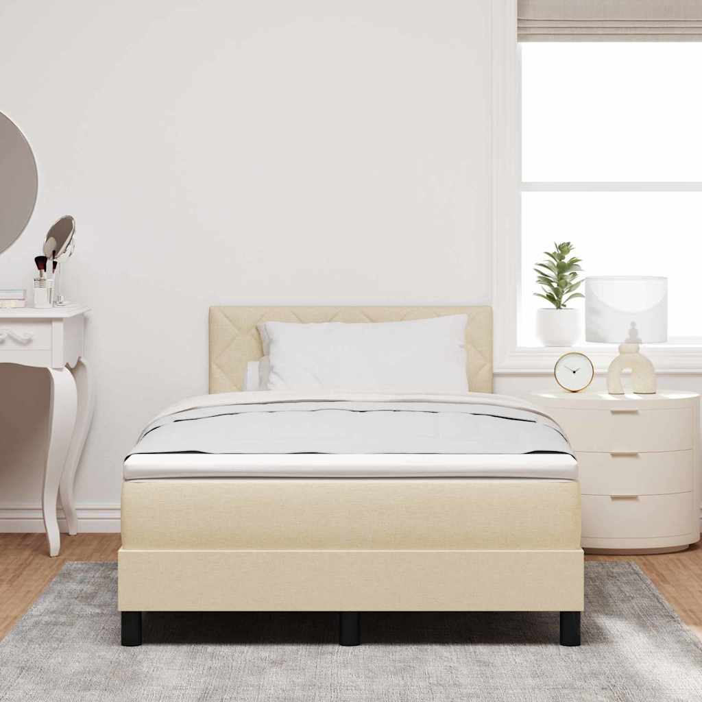Box spring seng med LED-lysstrimler Creme 120 x 200 cm Stof