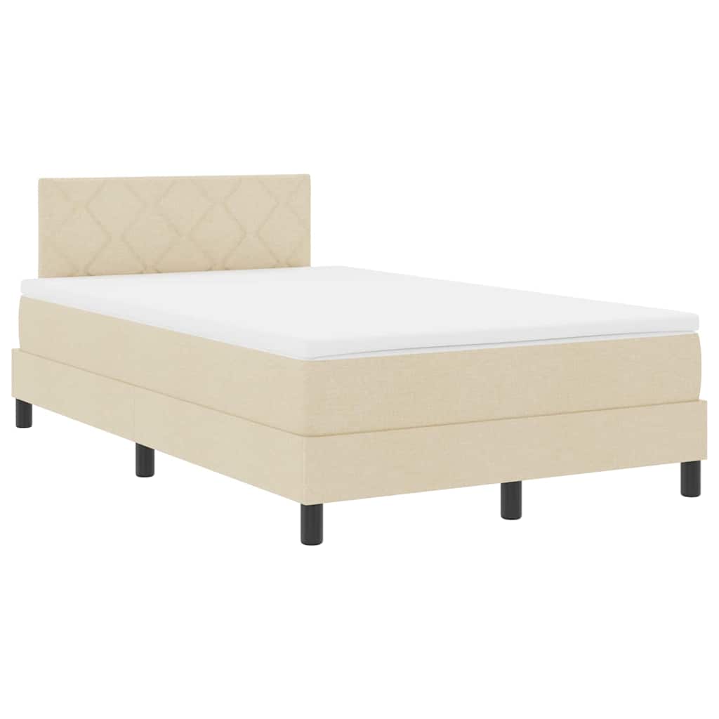 Box spring seng med LED-lysstrimler Creme 120 x 200 cm Stof