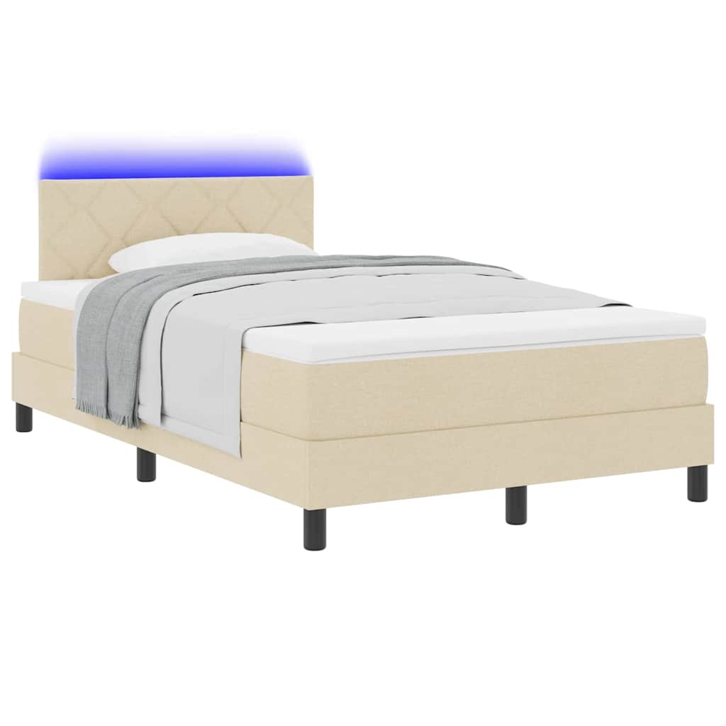 Box spring seng med LED-lysstrimler Creme 120 x 200 cm Stof
