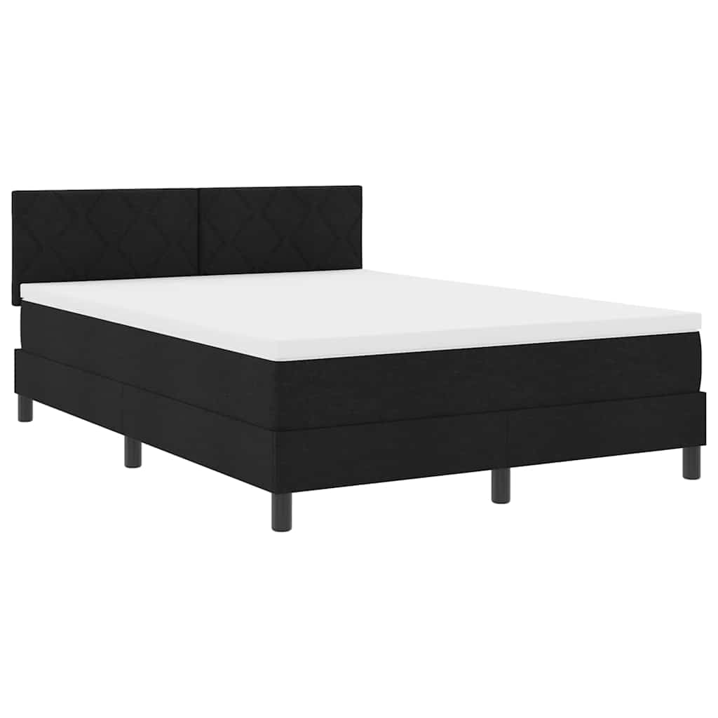Box spring seng med LED-lysstrimler Sort 140 x 200 cm Stof