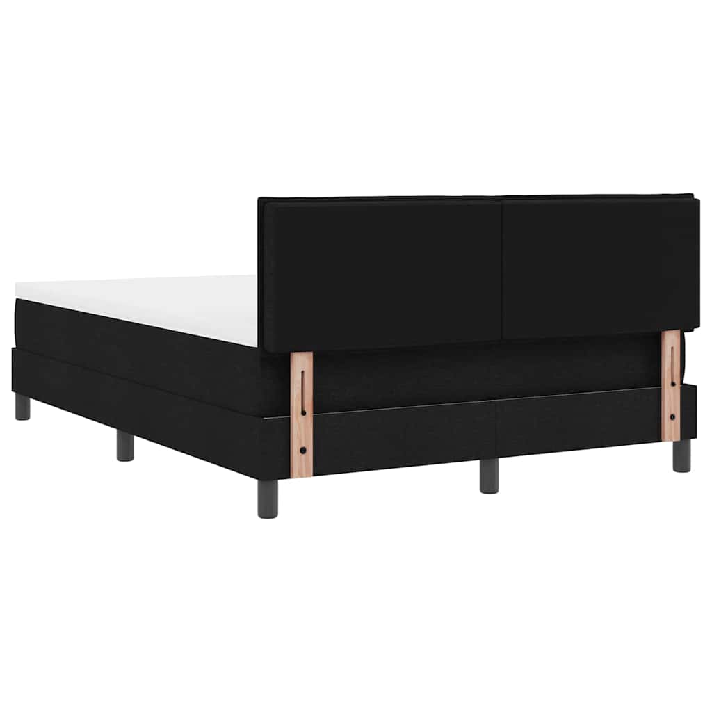 Box spring seng med LED-lysstrimler Sort 140 x 200 cm Stof