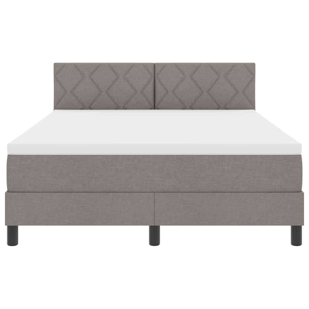 Box spring seng med LED-lysstrimler Gråbrun 140 x 200 cm Stof
