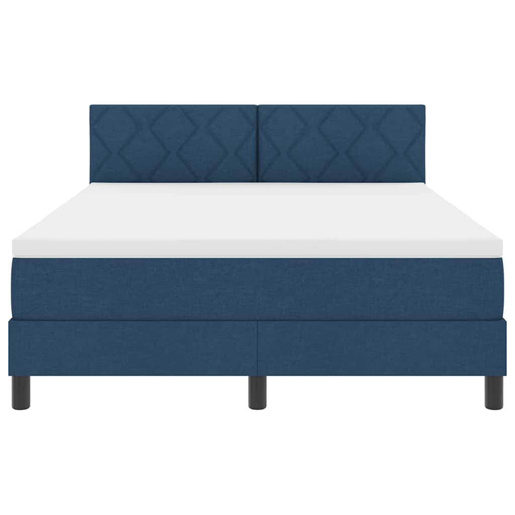 Box spring seng med LED-lysstrimler Blå 160 x 200 cm Stof