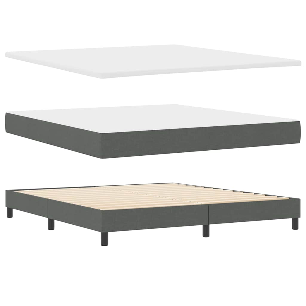 Box spring seng med LED-lysstrimler Mørkegrå 180 x 200 cm Stof