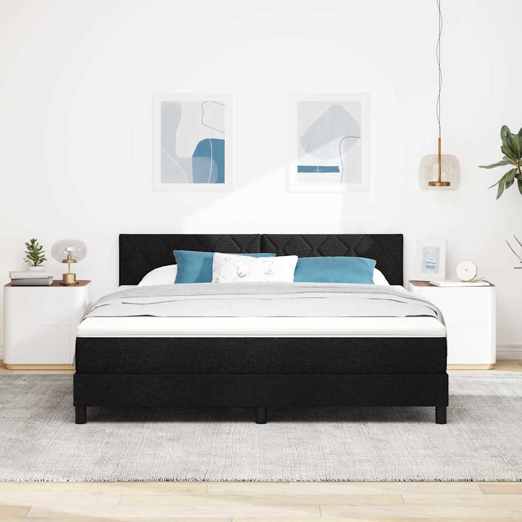 Box spring seng med LED-lysstrimler Sort 180 x 200 cm Stof