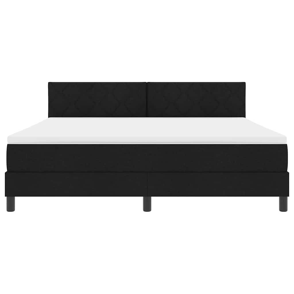 Box spring seng med LED-lysstrimler Sort 180 x 200 cm Stof