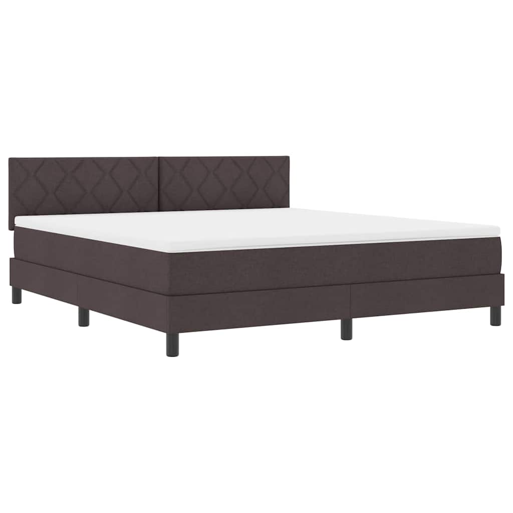 Box spring seng med LED-lysstrimler Mørk Brun 180 x 200 cm Stof