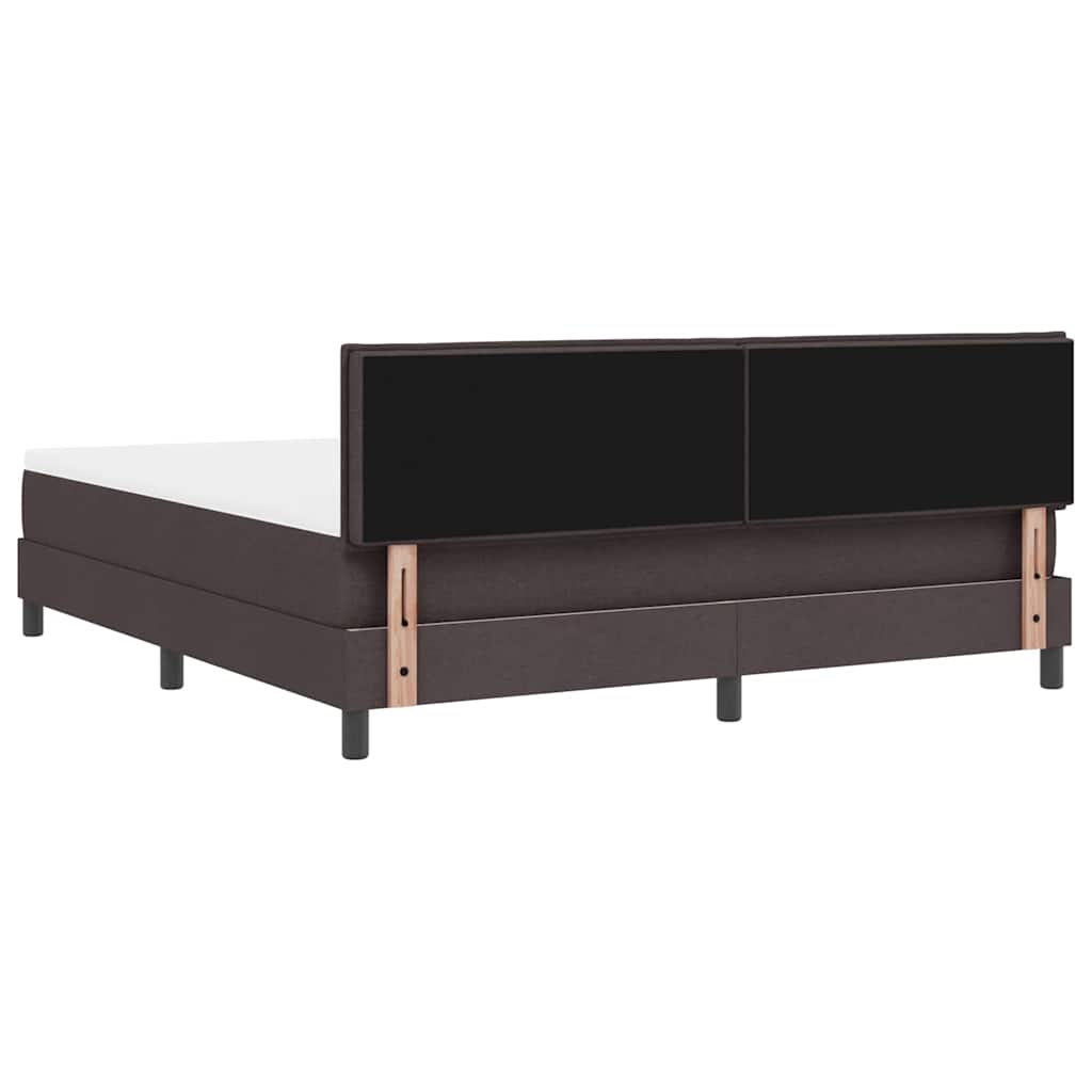 Box spring seng med LED-lysstrimler Mørk Brun 180 x 200 cm Stof