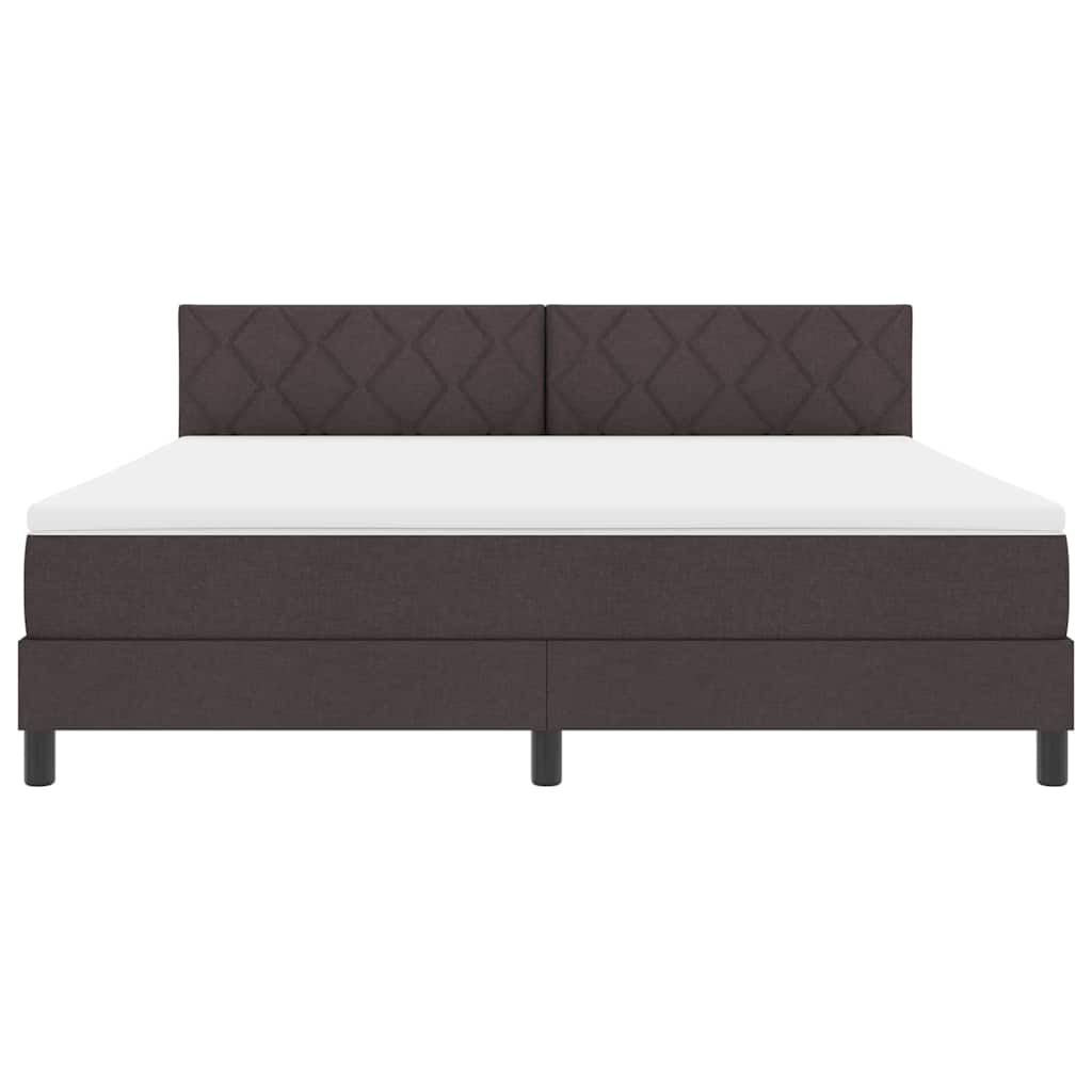 Box spring seng med LED-lysstrimler Mørk Brun 180 x 200 cm Stof