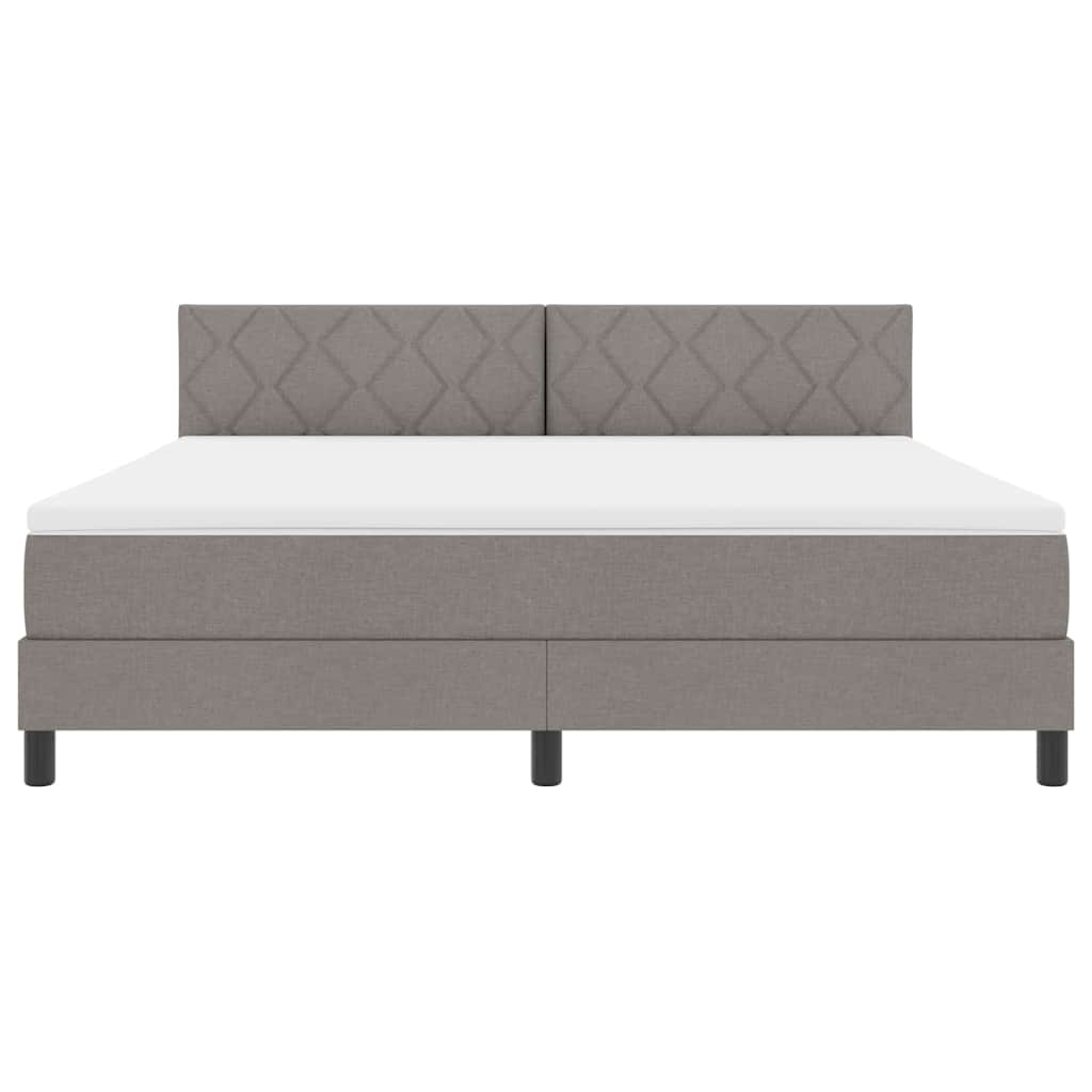 Box spring seng med LED-lysstrimler Gråbrun 180 x 200 cm Stof