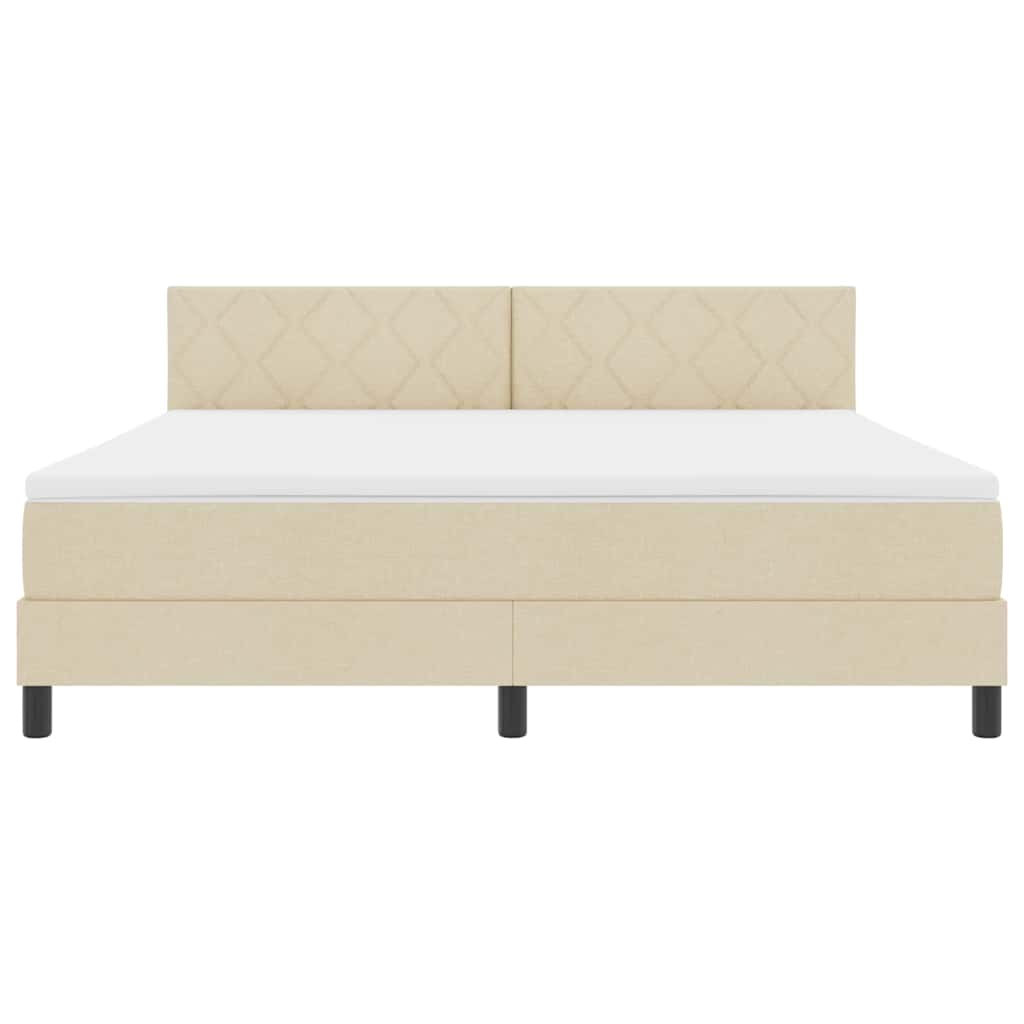 Box spring seng med LED-lysstrimler Creme 180 x 200 cm Stof