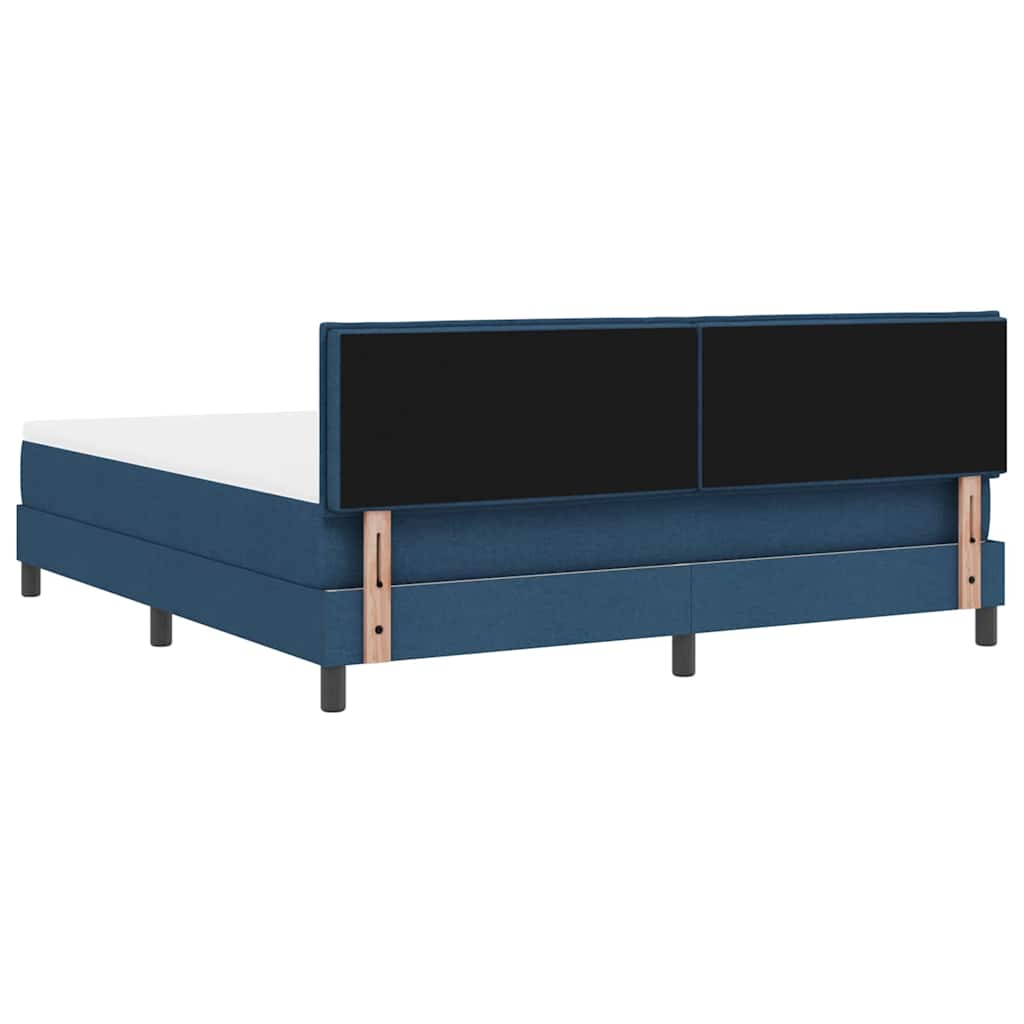 Box spring seng med LED-lysstrimler Blå 180 x 200 cm Stof