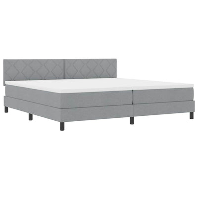 Box spring seng med LED-lysstrimler Lysegrå 200 x 200 cm Stof