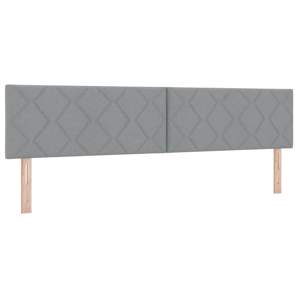 Box spring seng med LED-lysstrimler Lysegrå 200 x 200 cm Stof