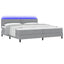 Box spring seng med LED-lysstrimler Lysegrå 200 x 200 cm Stof