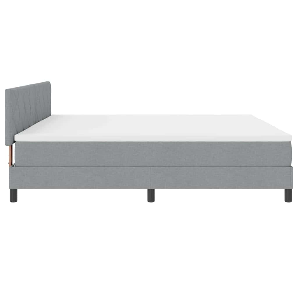 Box spring seng med LED-lysstrimler Lysegrå 200 x 200 cm Stof