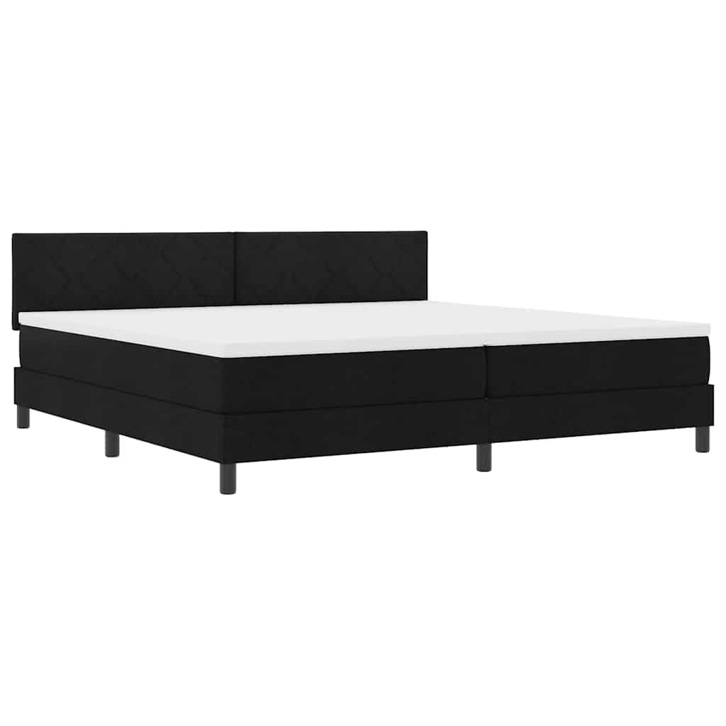 Box spring seng med LED-lysstrimler Sort 200 x 200 cm Stof