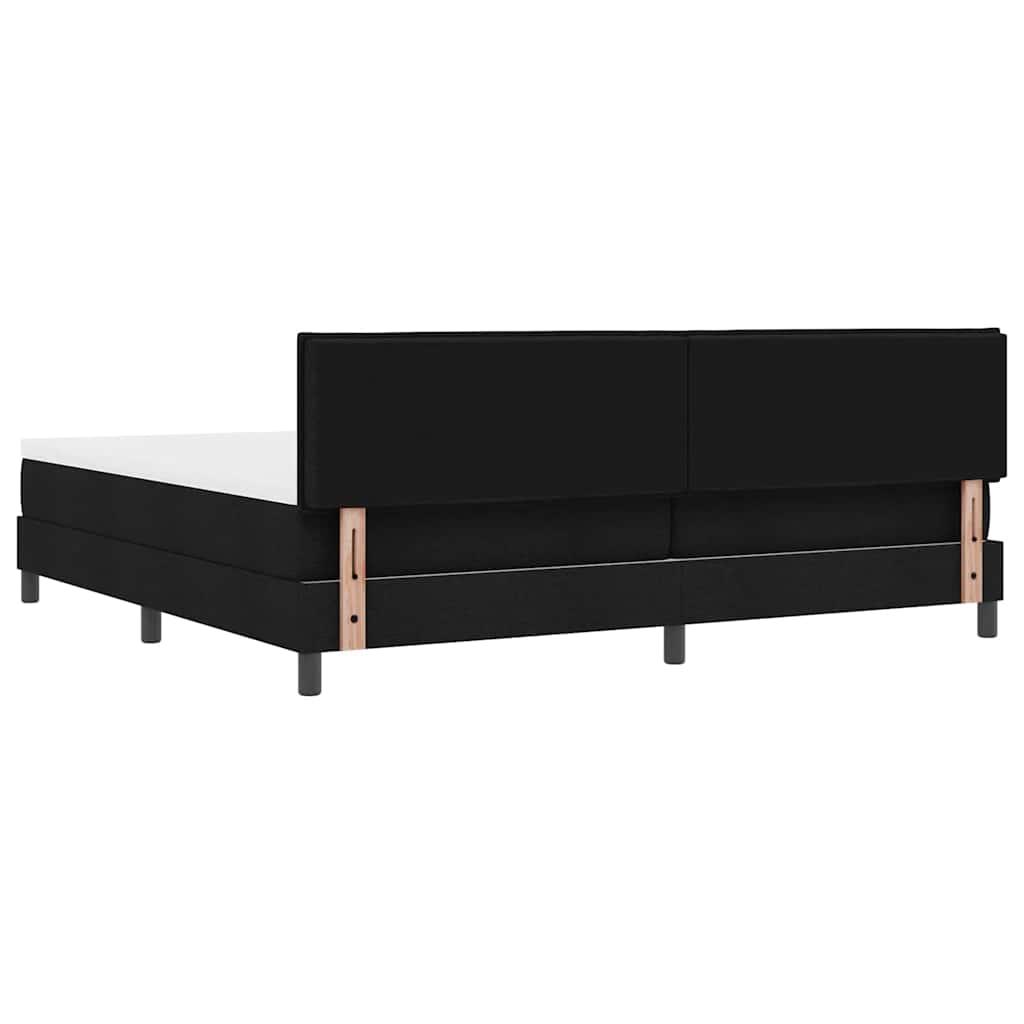 Box spring seng med LED-lysstrimler Sort 200 x 200 cm Stof