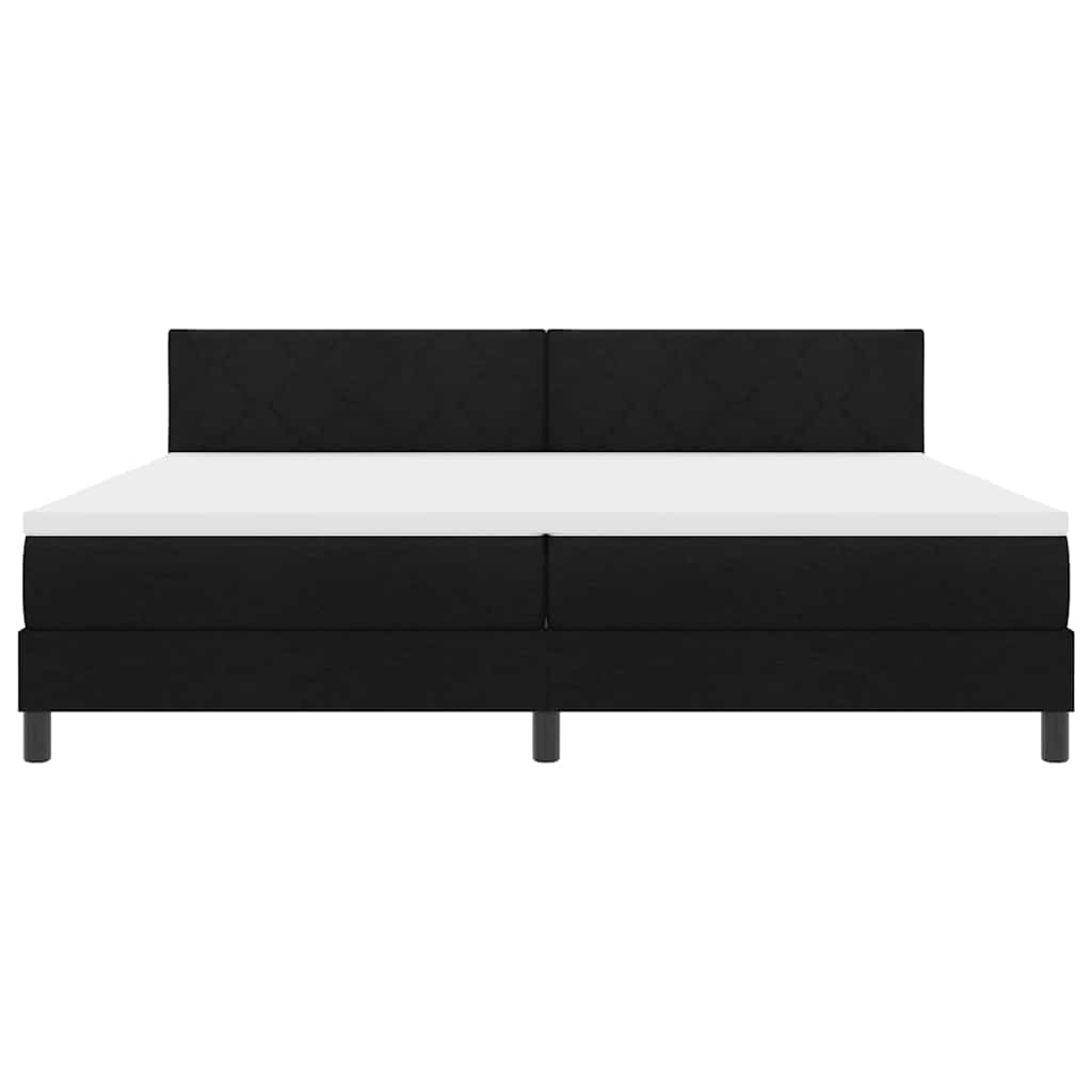 Box spring seng med LED-lysstrimler Sort 200 x 200 cm Stof