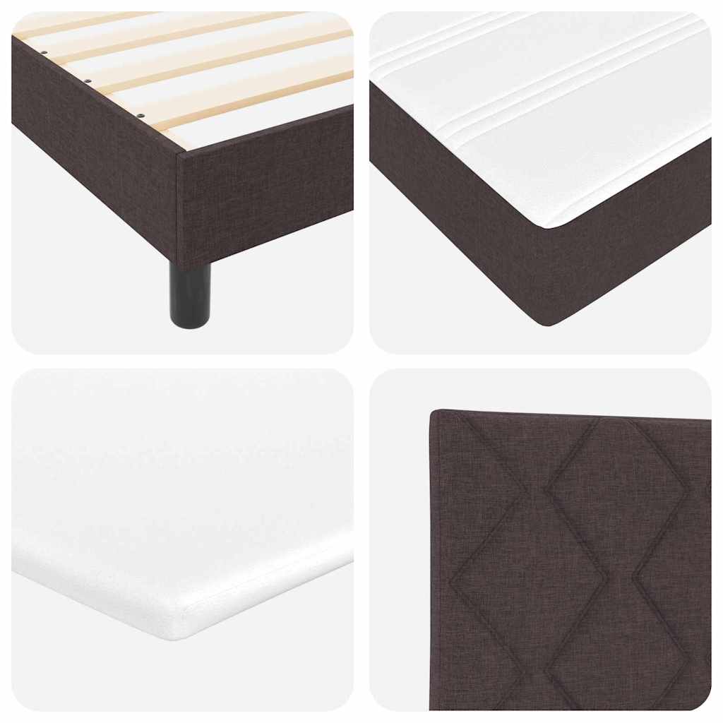Box spring seng med LED-lysstrimler Mørk Brun 200 x 200 cm Stof