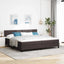 Box spring seng med LED-lysstrimler Mørk Brun 200 x 200 cm Stof