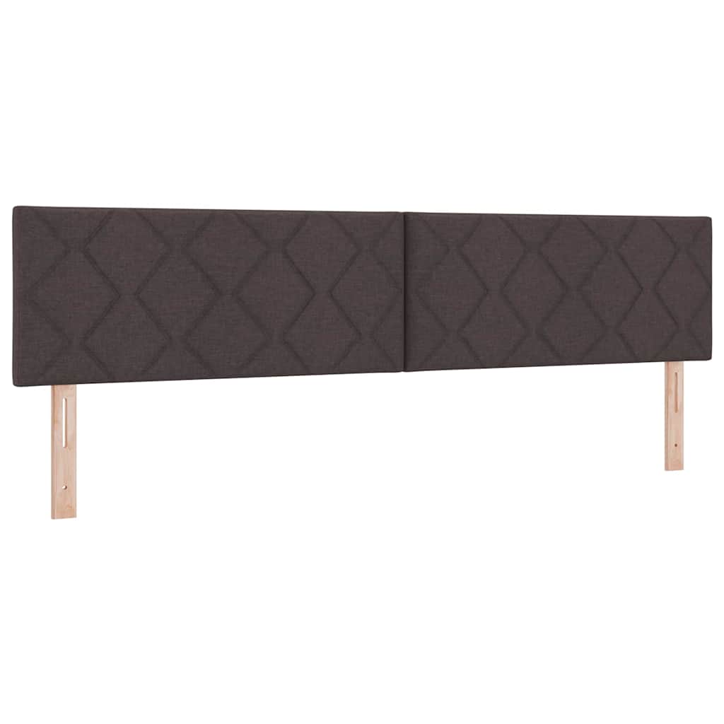 Box spring seng med LED-lysstrimler Mørk Brun 200 x 200 cm Stof