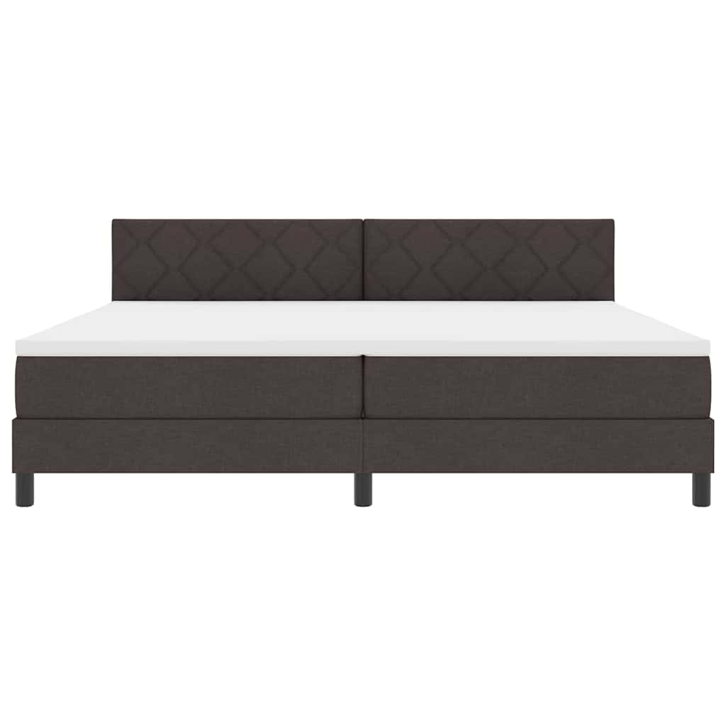 Box spring seng med LED-lysstrimler Mørk Brun 200 x 200 cm Stof