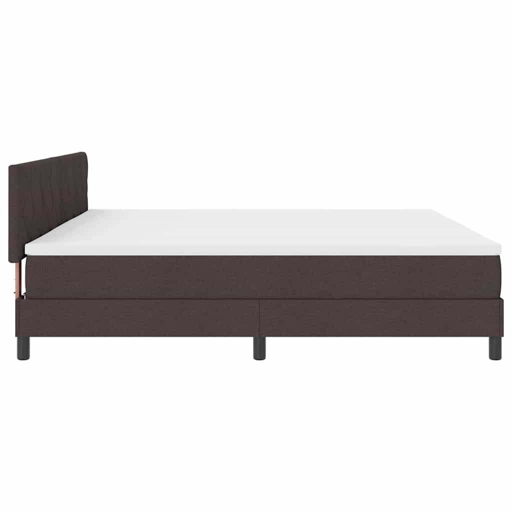 Box spring seng med LED-lysstrimler Mørk Brun 200 x 200 cm Stof