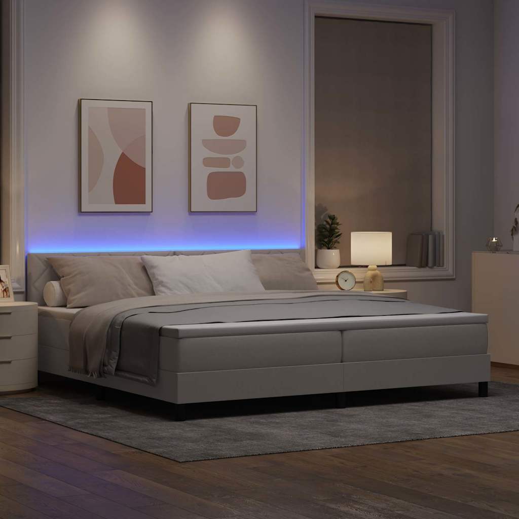 Box spring seng med pude Gråbrun 200 x 200 cm Stof
