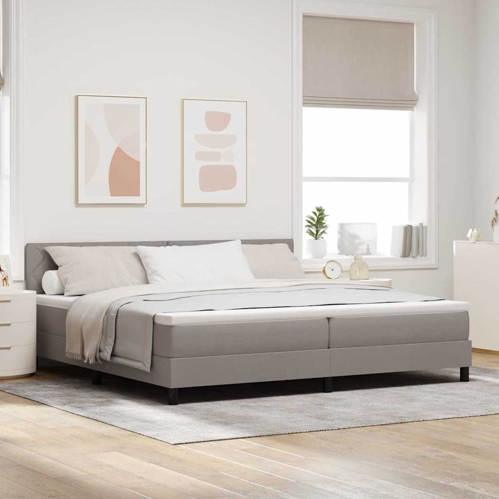 Box spring seng med pude Gråbrun 200 x 200 cm Stof