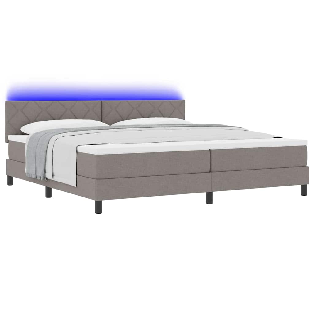 Box spring seng med pude Gråbrun 200 x 200 cm Stof