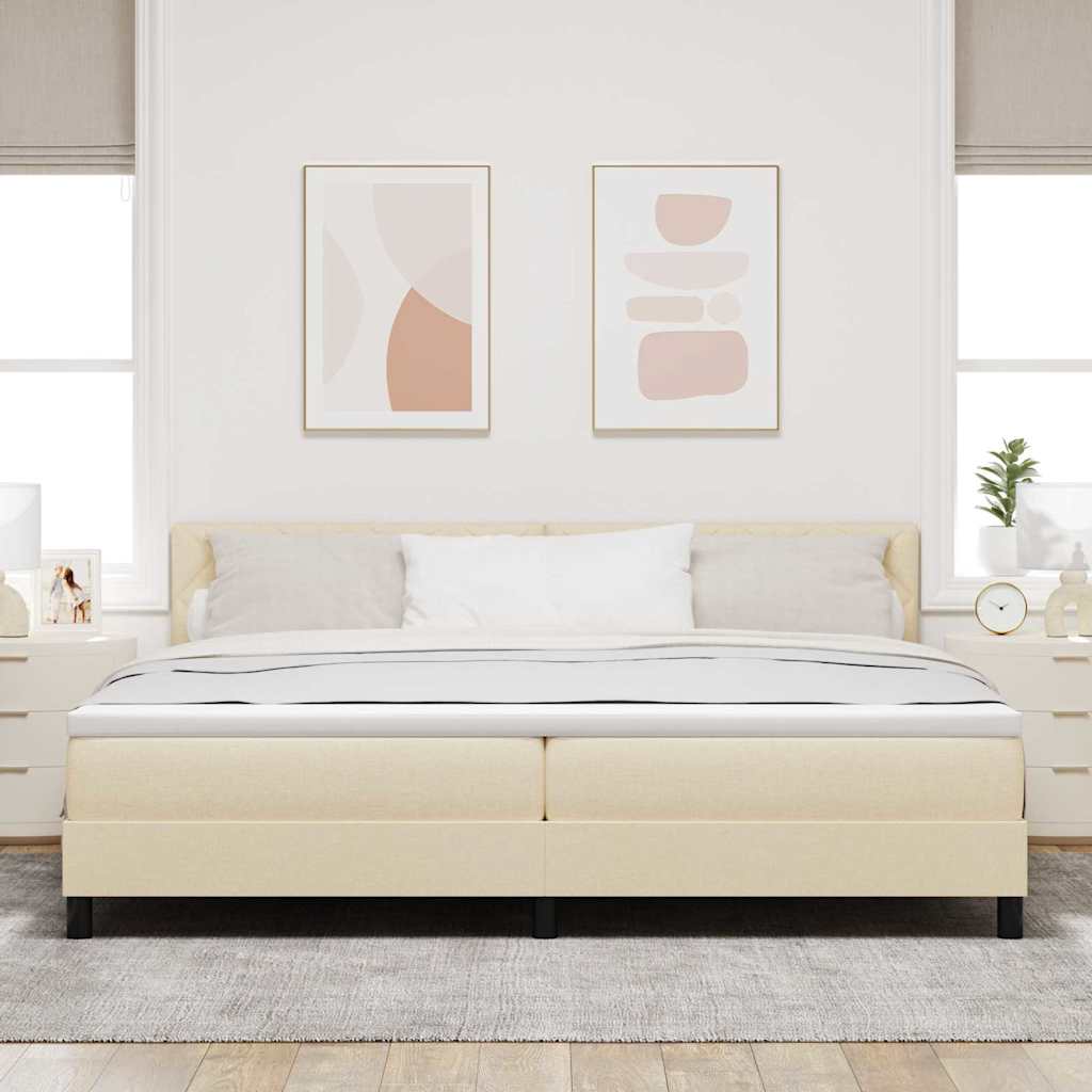 Box spring seng med pude med hovedgærde Creme 200 x 200 cm Stof