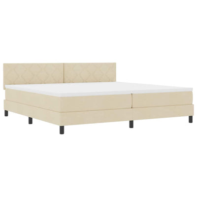 Box spring seng med pude med hovedgærde Creme 200 x 200 cm Stof