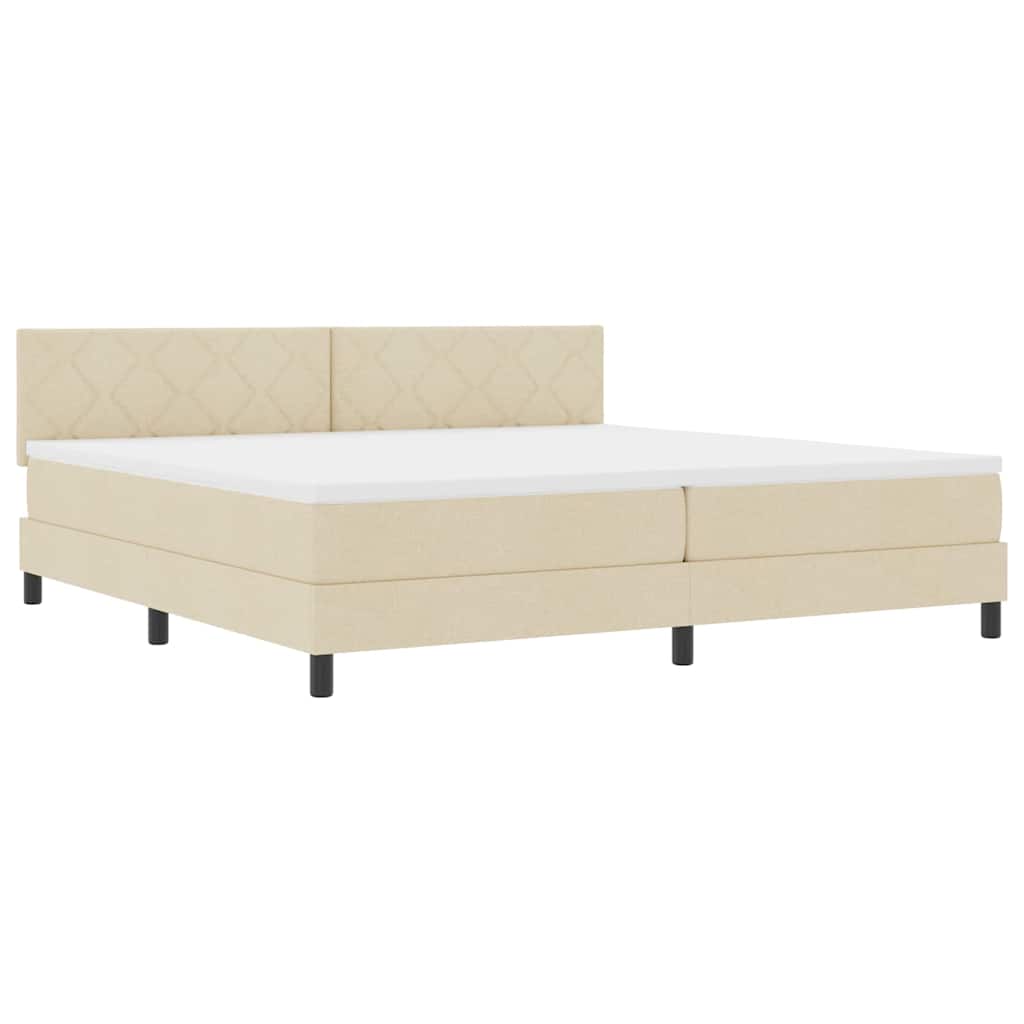 Box spring seng med pude med hovedgærde Creme 200 x 200 cm Stof