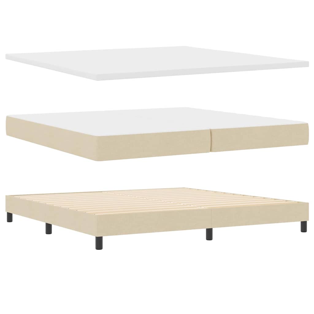 Box spring seng med pude med hovedgærde Creme 200 x 200 cm Stof
