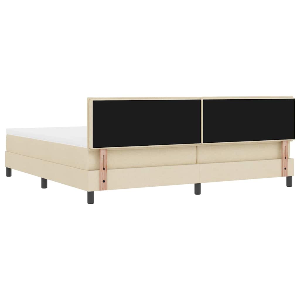 Box spring seng med pude med hovedgærde Creme 200 x 200 cm Stof
