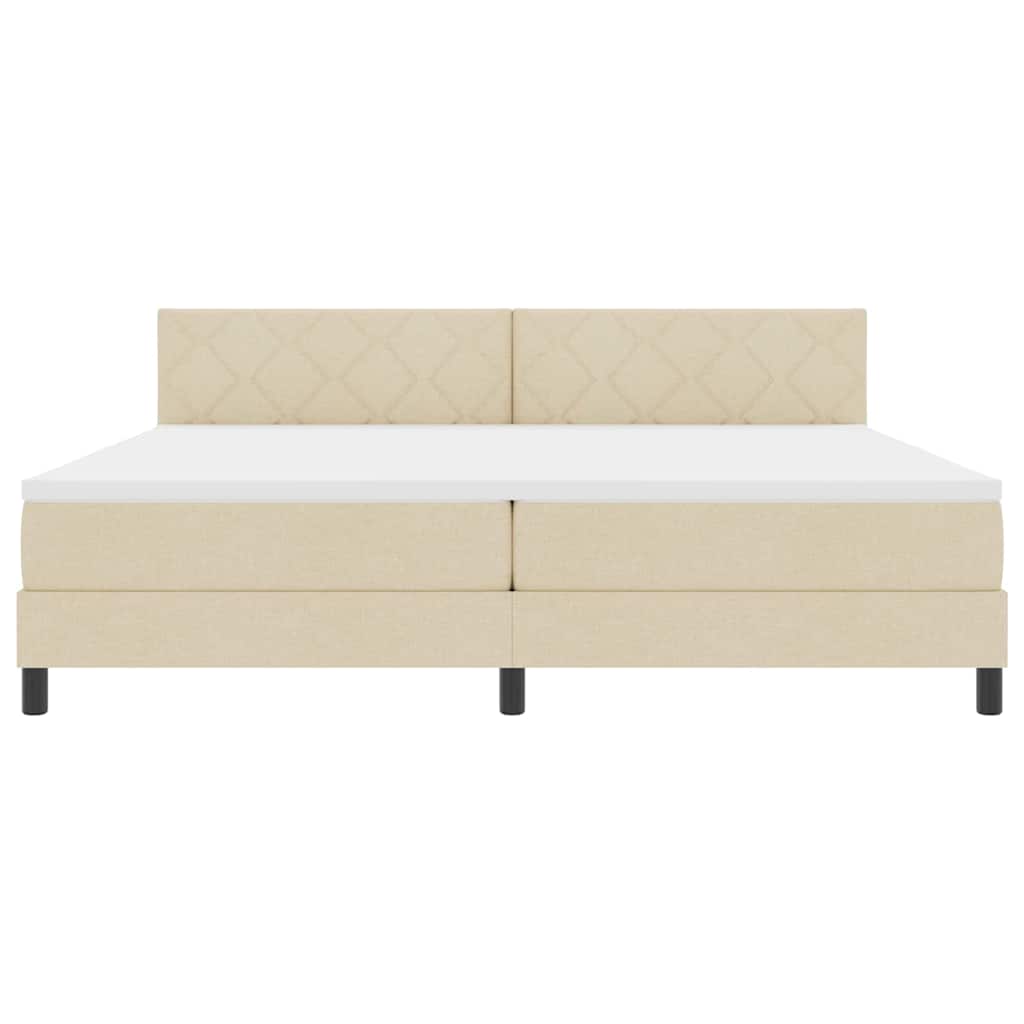 Box spring seng med pude med hovedgærde Creme 200 x 200 cm Stof