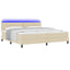 Box spring seng med pude med hovedgærde Creme 200 x 200 cm Stof