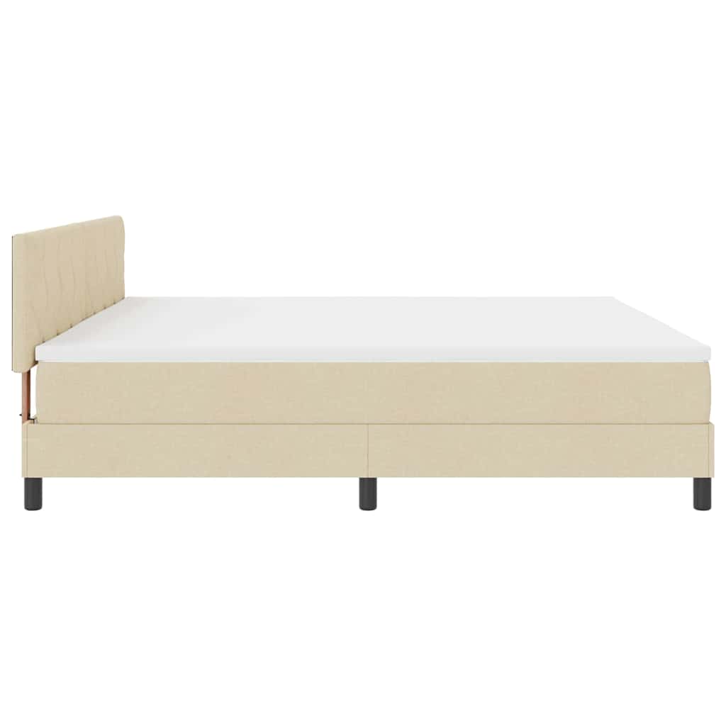 Box spring seng med pude med hovedgærde Creme 200 x 200 cm Stof