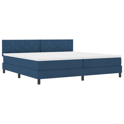Box spring seng med pude med hovedgærde Blå 200 x 200 cm Stof