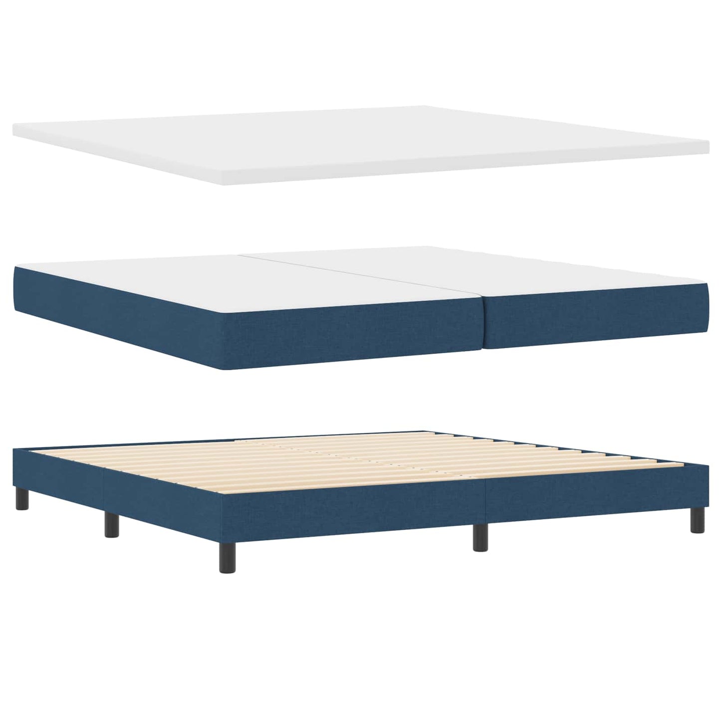 Box spring seng med pude med hovedgærde Blå 200 x 200 cm Stof