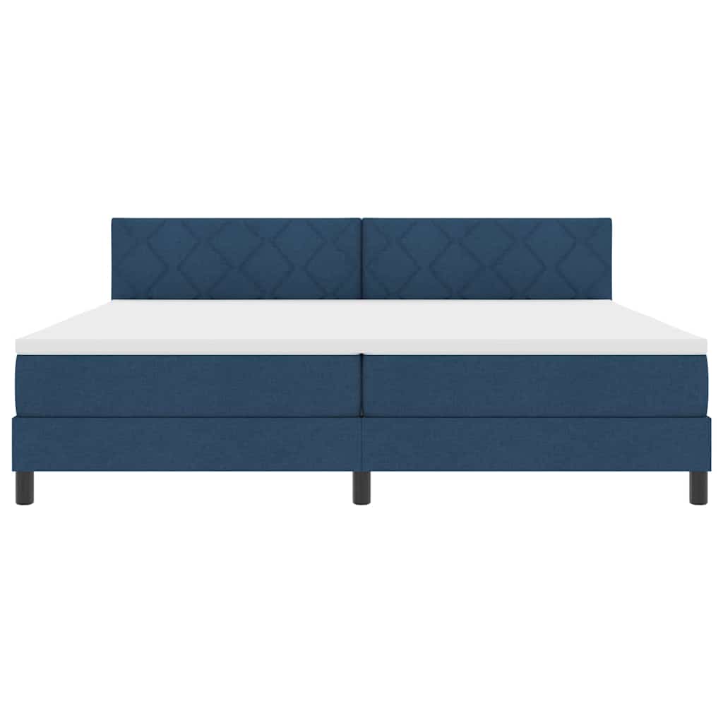Box spring seng med pude med hovedgærde Blå 200 x 200 cm Stof