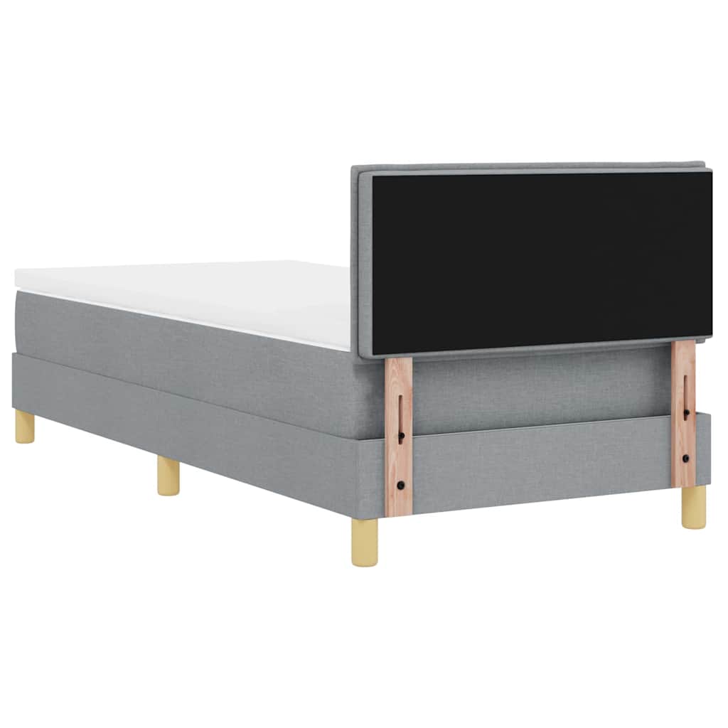 LED Box Spring Bed med LED-lysstrimler Lysegrå 80 x 200 cm Stof