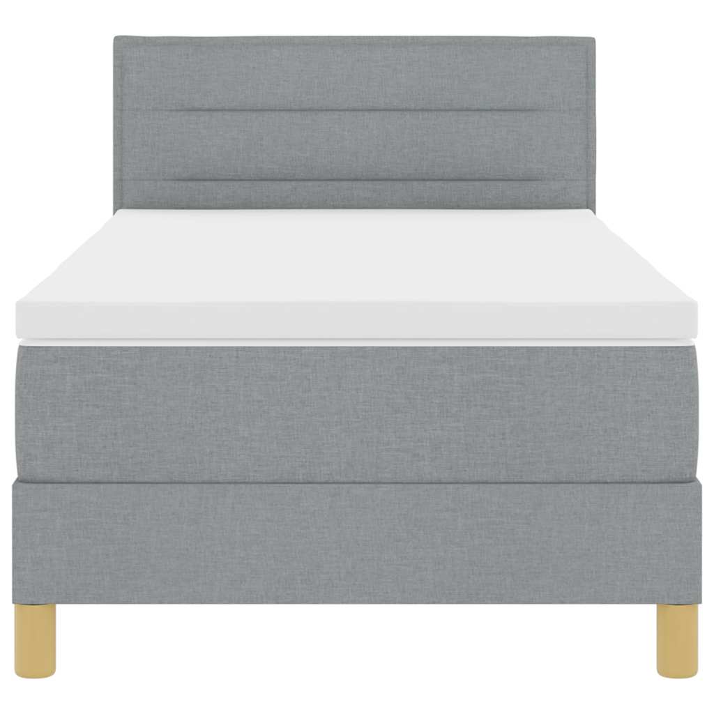 LED Box Spring Bed med LED-lysstrimler Lysegrå 80 x 200 cm Stof