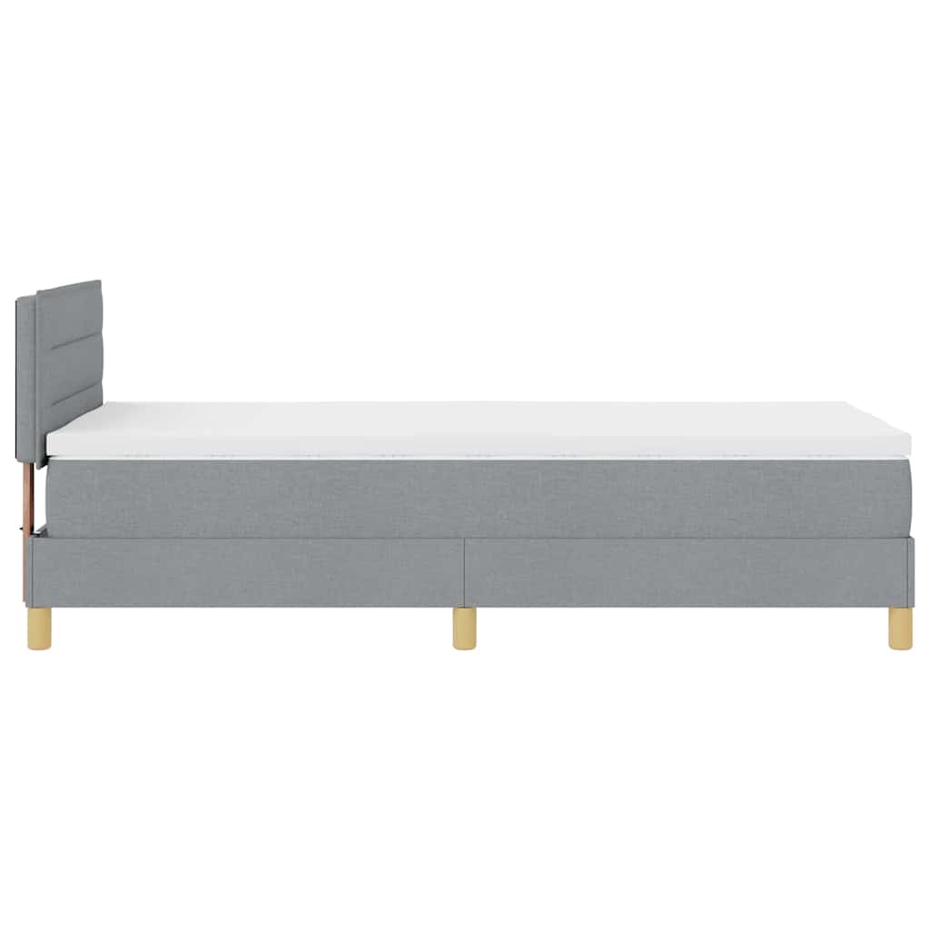 LED Box Spring Bed med LED-lysstrimler Lysegrå 80 x 200 cm Stof