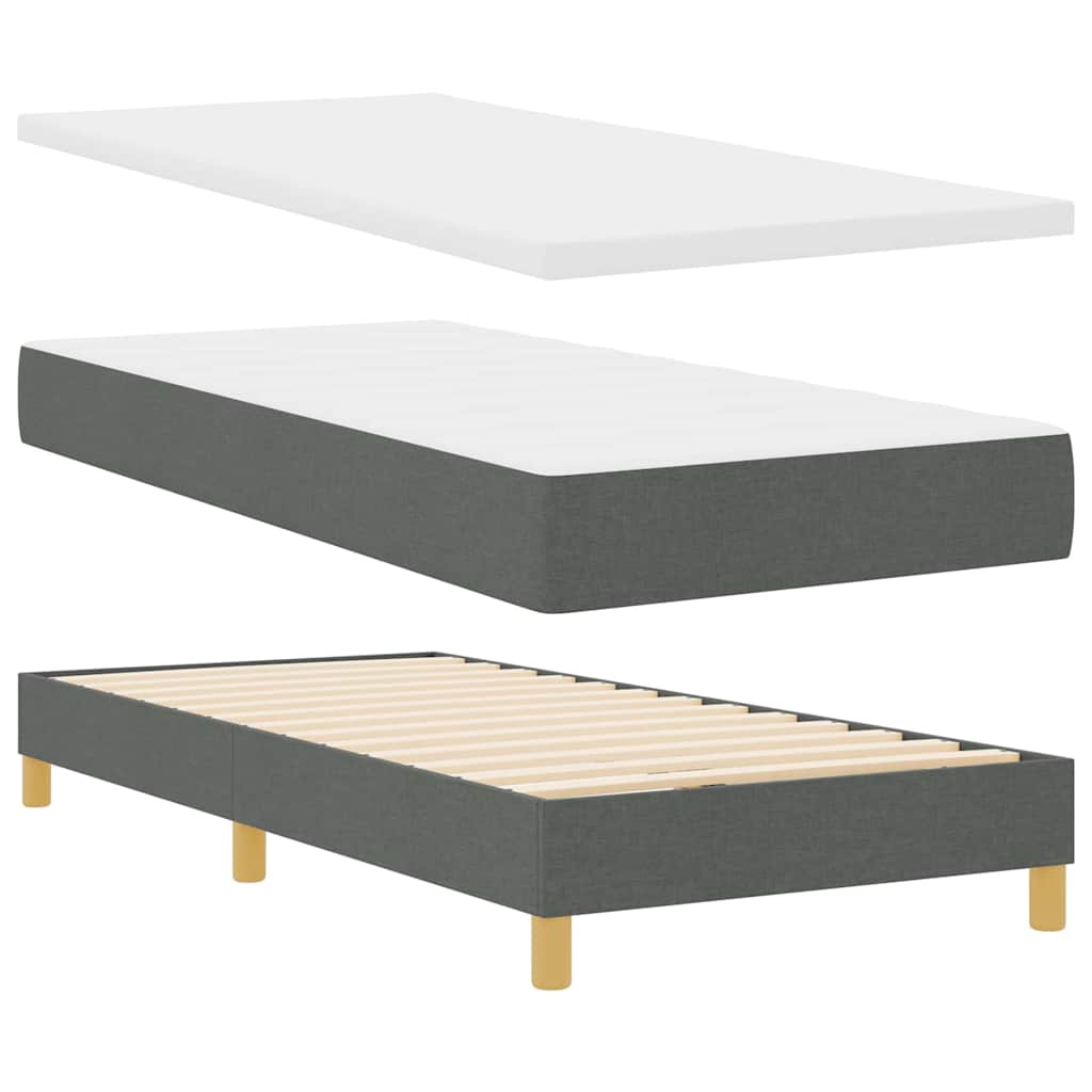 LED Box Spring Bed med pude Mørkegrå 80 x 200 cm Stof