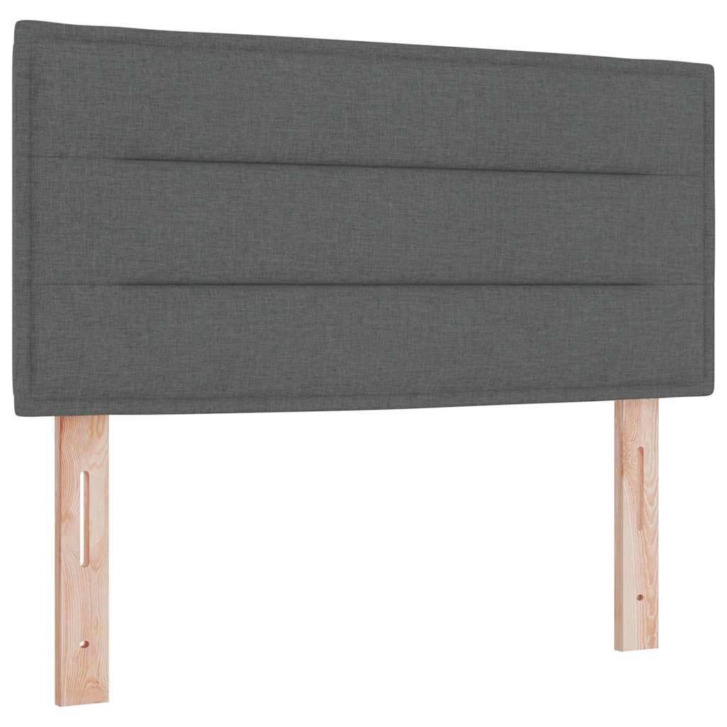LED Box Spring Bed med pude Mørkegrå 80 x 200 cm Stof