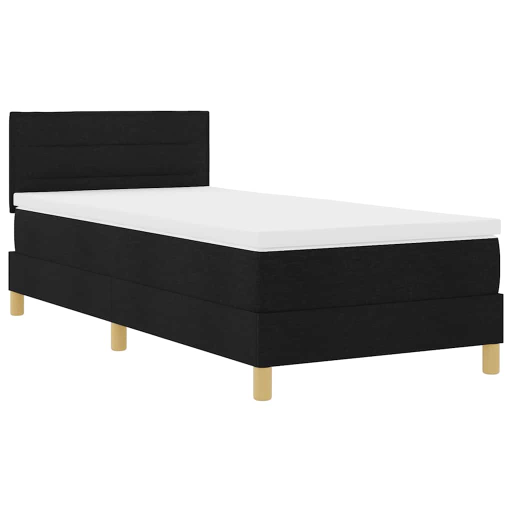 LED Box Spring Bed med LED-lysstrimler Sort 80 x 200 cm Stof